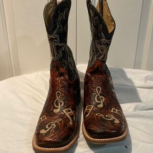 Tin Haul Men's Western Boots - Brown and Black with Cream Accents